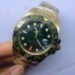 Yellow Gold Green Face Rolex Replica GMT-Master II Watch 40mm